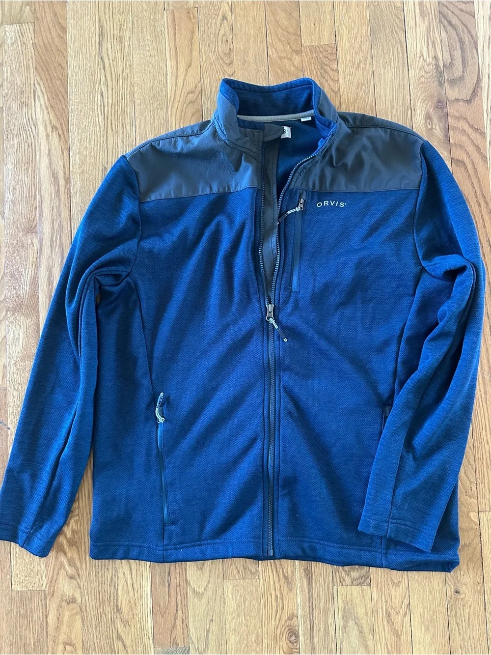 Orvis Men's Royal Blue and Charcoal Lightweight Zip Jacket